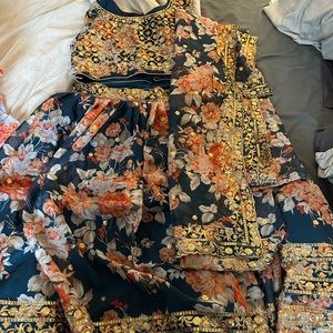 Dove Blue Organza Zari Lehanga Choli